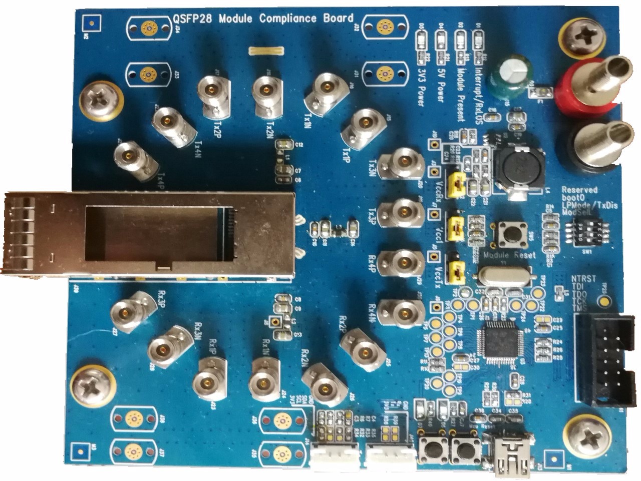 QSFP28 MCB 测试板 应用于QSFP28或SFP+光模块、电缆、光缆的性能表征与应用测试 |海凌克电子
